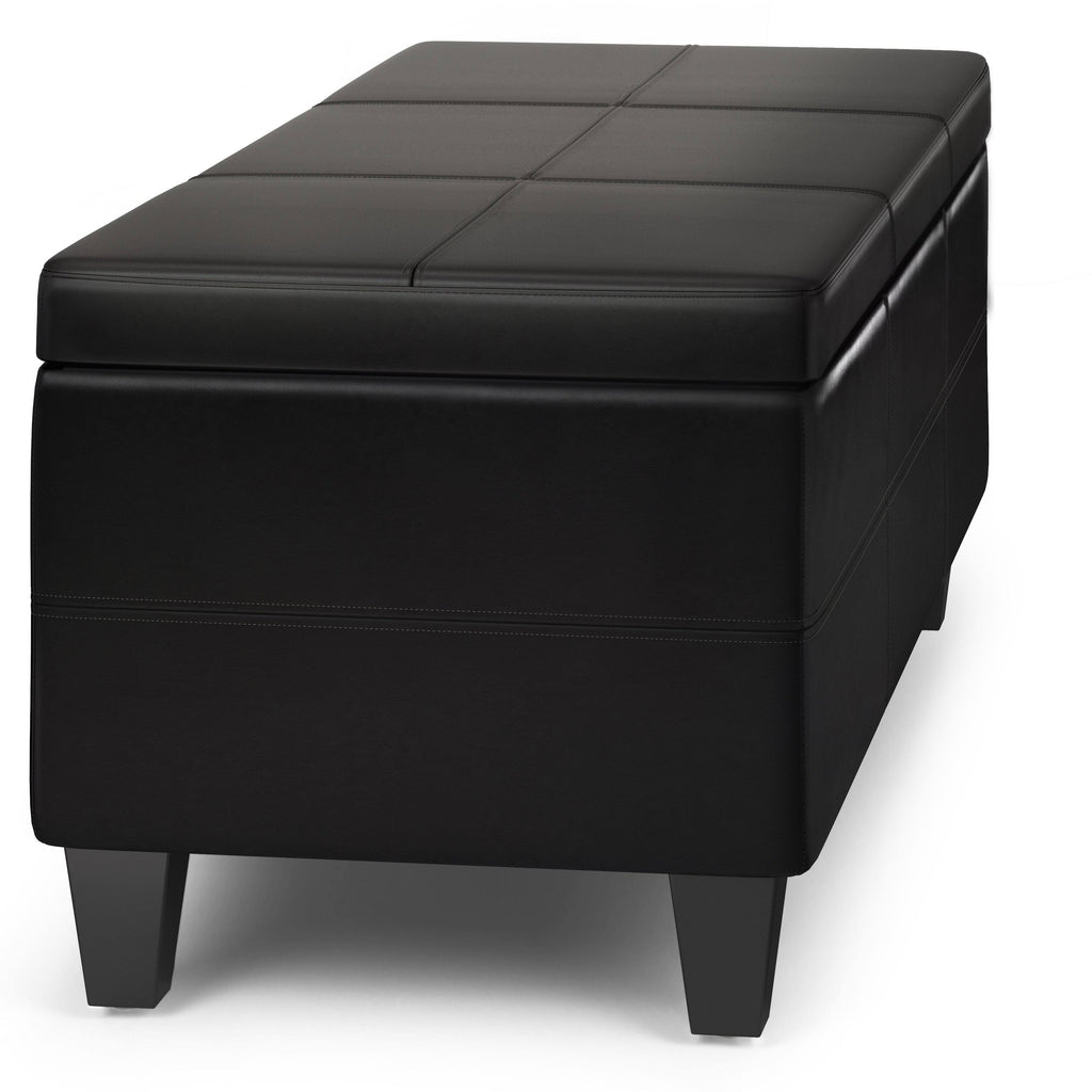 Midnight Black Storage Ottoman Bench B189