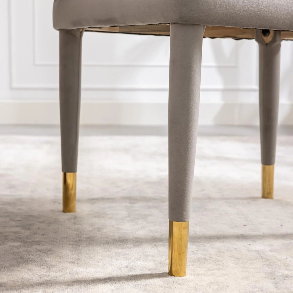 Velvet Upholstered Dining Chairs Set of 2 with Gold Legs N508428