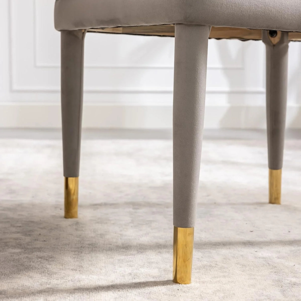 Velvet Upholstered Dining Chairs Set of 2 with Gold Legs N508428