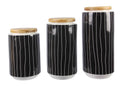 Black and White 3pc Cannister Set with Bamboo Lid I59348