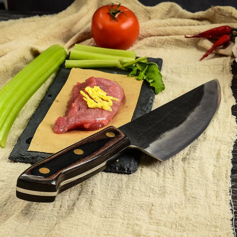 Hand Forged Butcher Knife with Leather Sheath P441554