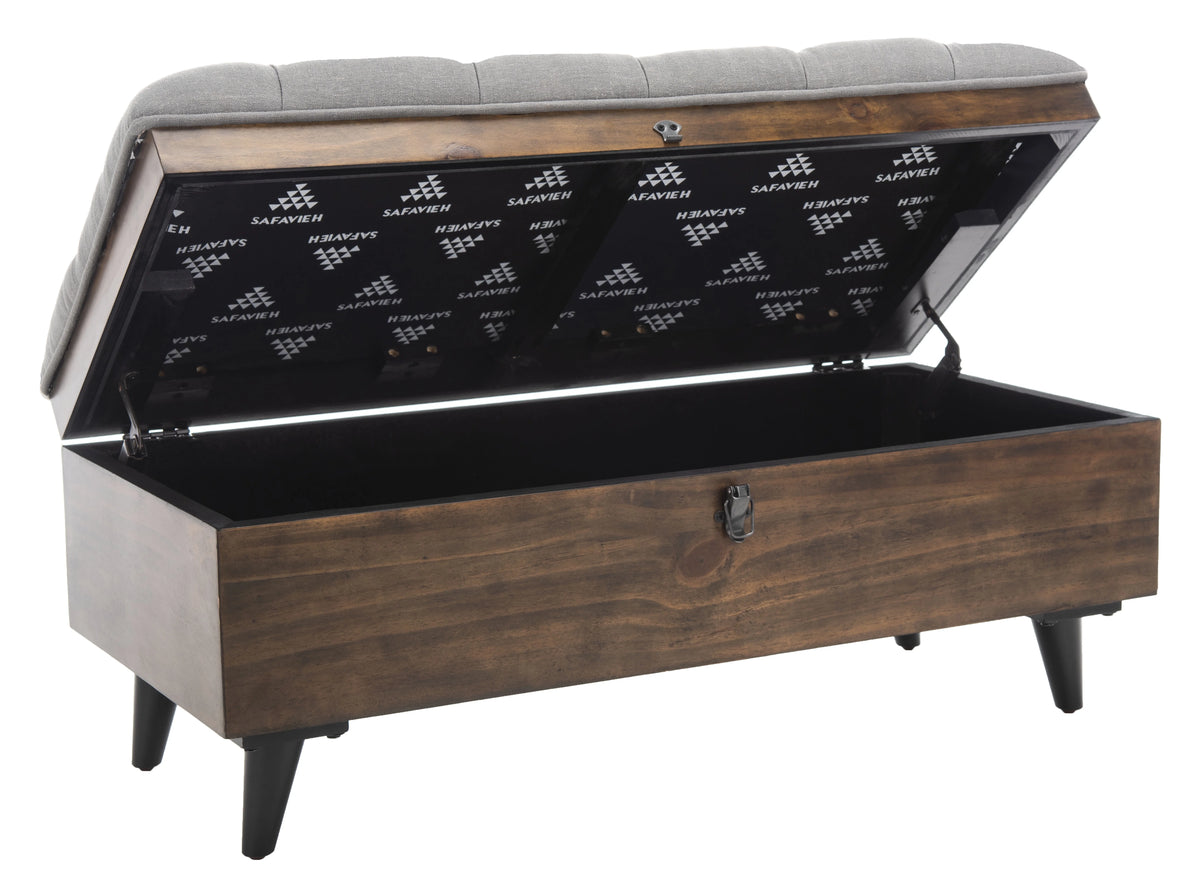 Grey Linen Storage Ottoman Q4341