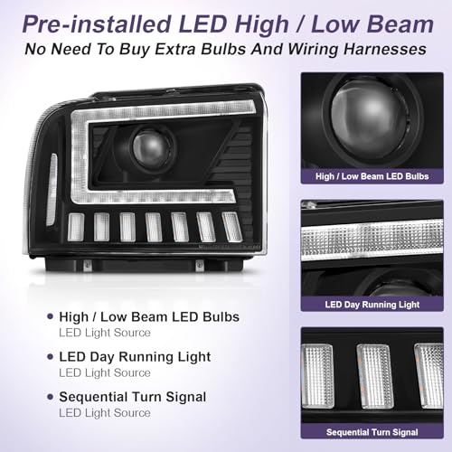 Black LED Projector Headlight Assembly Y405544