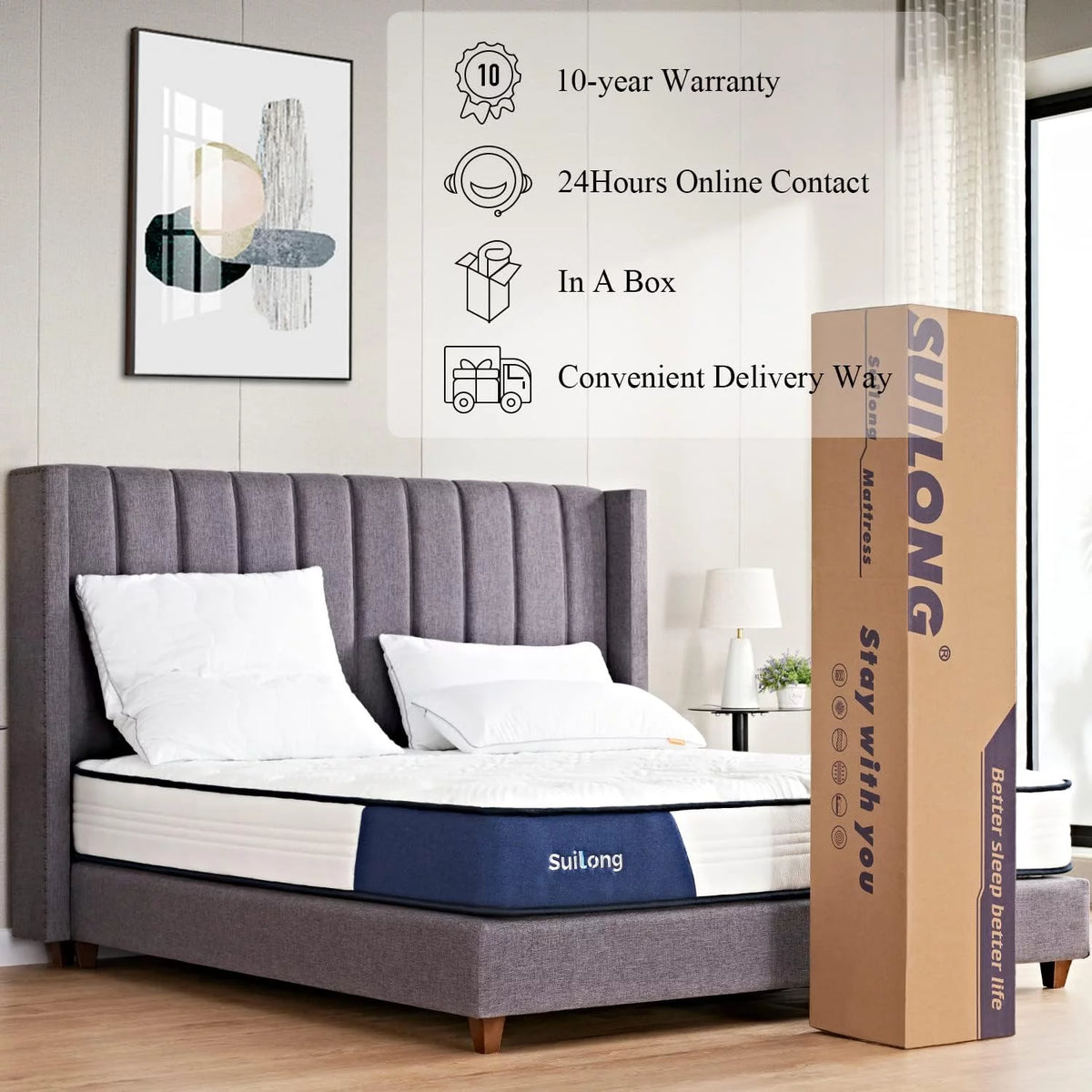 Queen Size 10 Inch Memory Foam Innerspring Mattress K154206