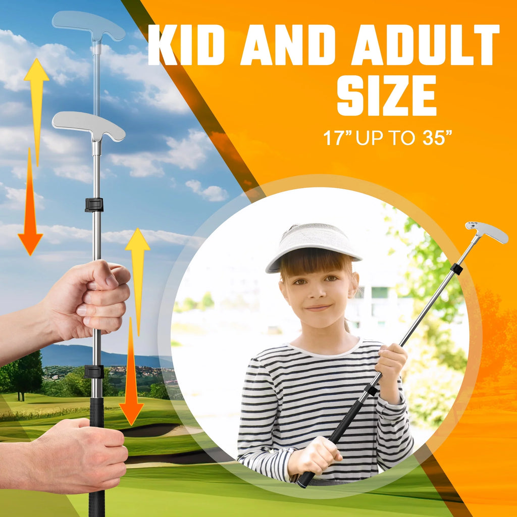 Kids Putter with Extendable Shaft, 3 Balls, Cup with Flag H230892