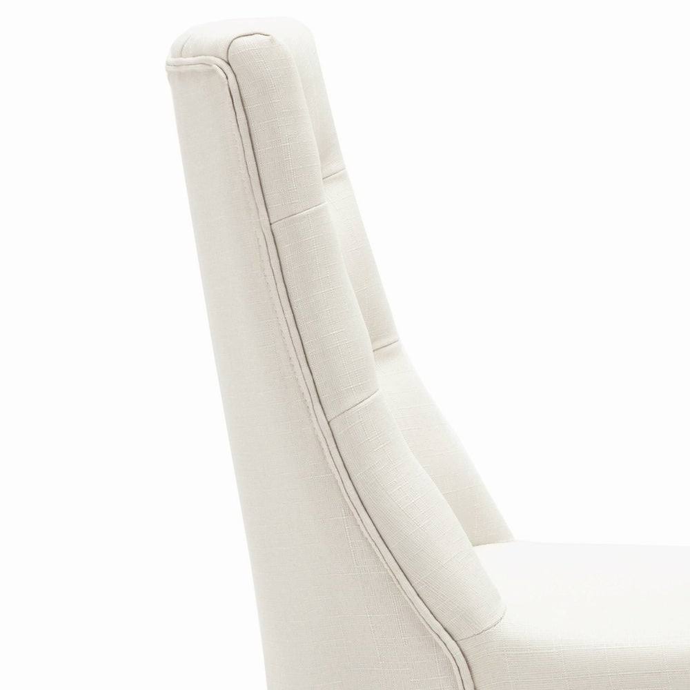 Brown Linen/Wooden Roll-Top Tufted Dining Chair (Set of 2) Y64810