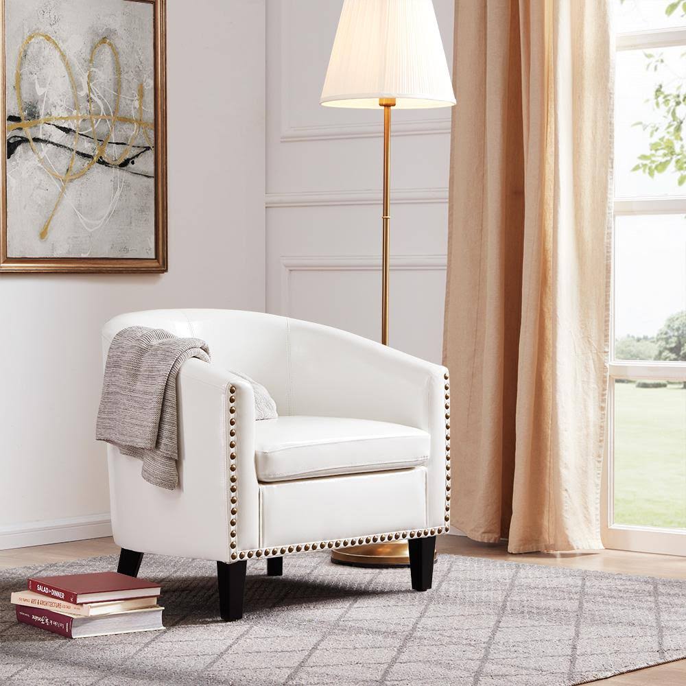 Beige Fabric Barrel Chair Y799