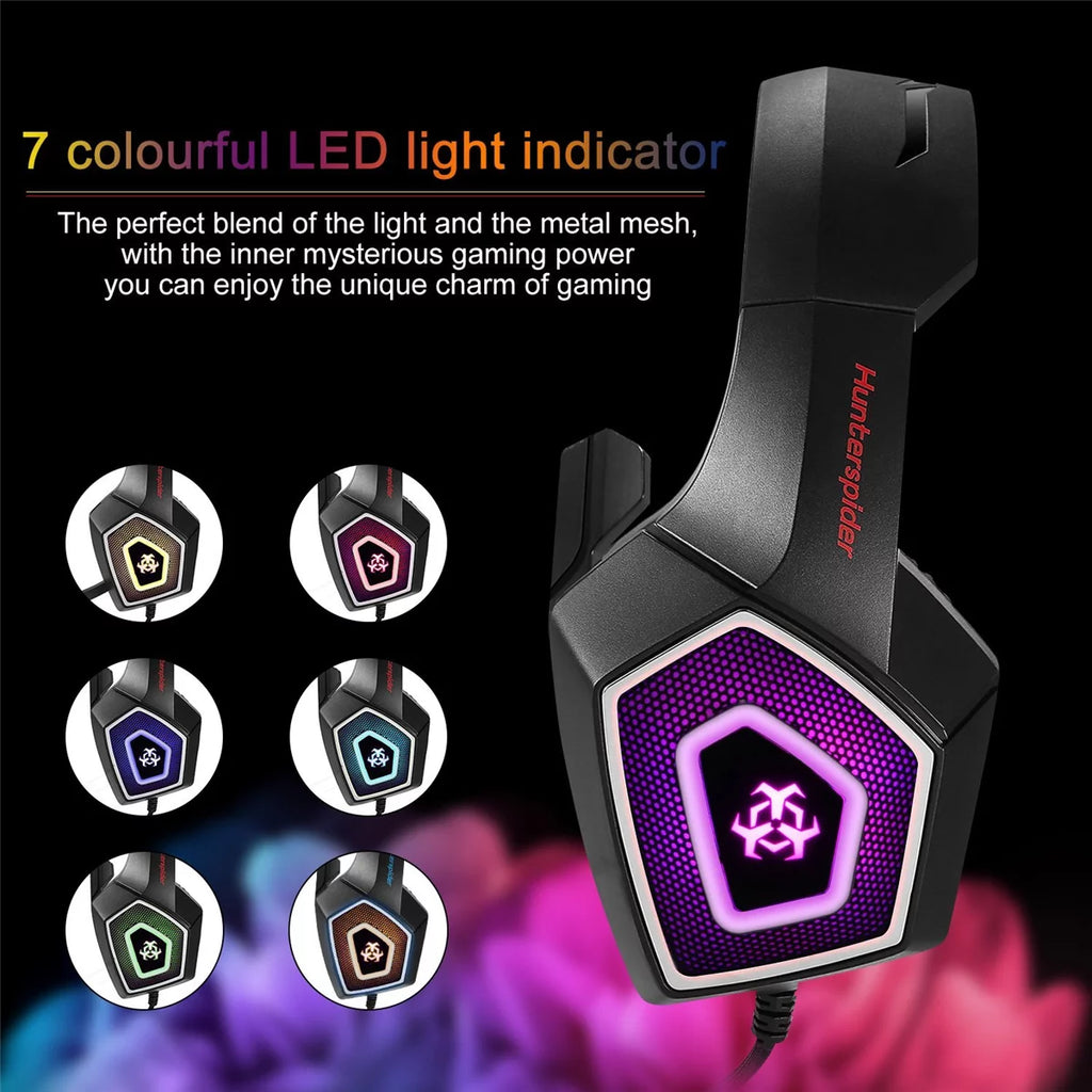 Gaming Headset with Mic, Over Ear 3.5mm Noise Canceling LED K5901