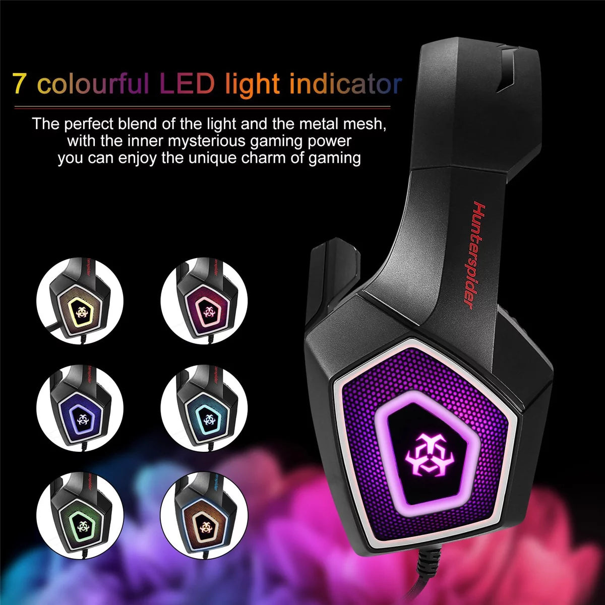 Gaming Headset with Mic, Over Ear 3.5mm Noise Canceling LED K5901