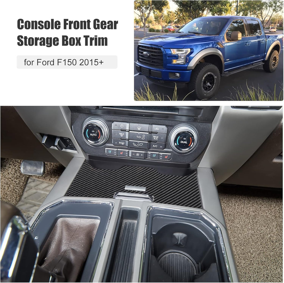 Console Front Gear Shift Storage Box Cover Trim Sticker Pack of 2 V837