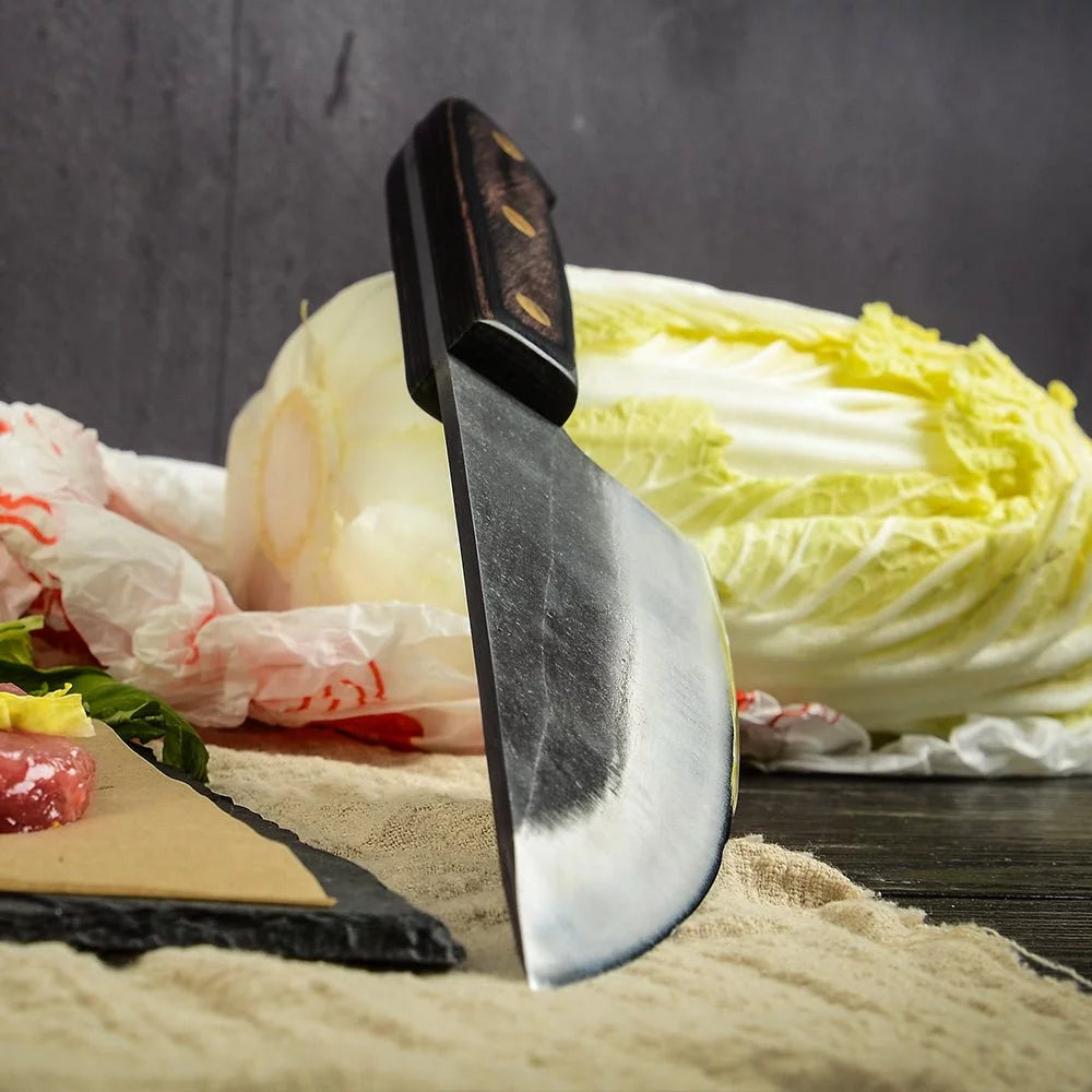 Hand Forged Butcher Knife with Leather Sheath P441554
