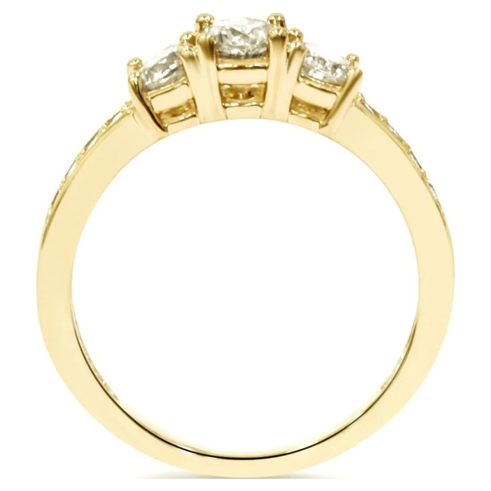 1 Ct 3-Stone Diamond Engagement Ring 10K Yellow Gold S3376