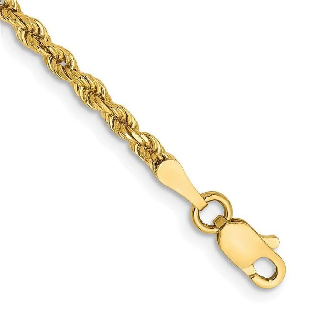 14 Karat Yellow Gold 2.5mm Rope Chain Bracelet B296