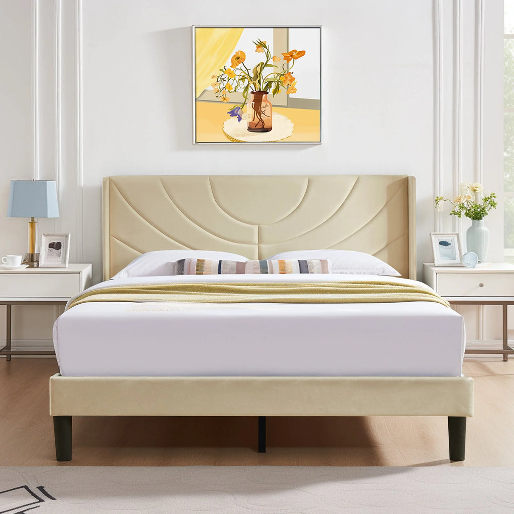 Queen Platform Bed Frame with Upholstered Headboard G5111
