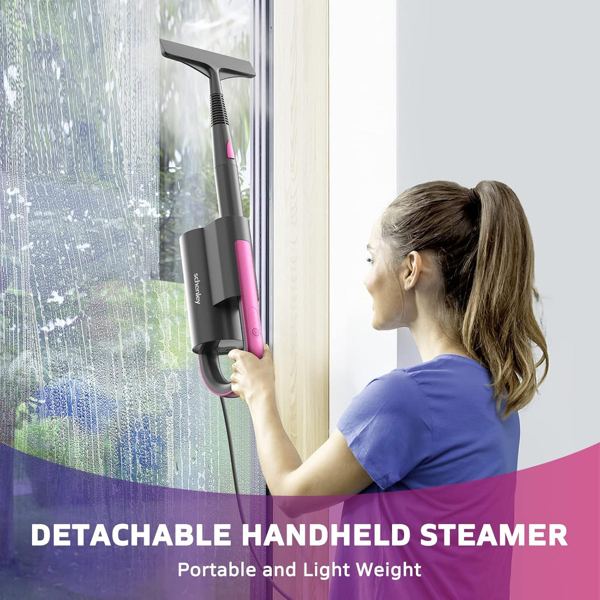Steam Mop Cleaner with Detachable Handheld Steamer, 7-in-1 Accessories, Washable Microfiber Pads E526003