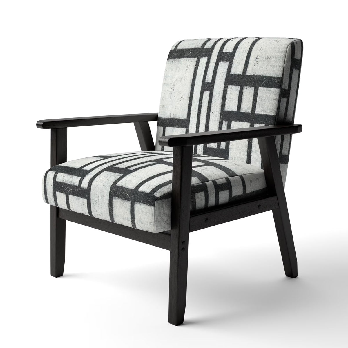 Black And White Geometric Upholstered Accent Chair R3174