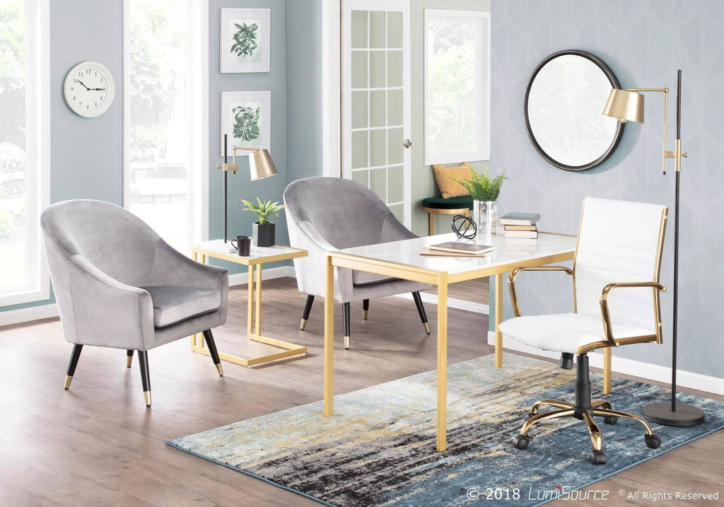Gold Metal White Marble Side Table U919