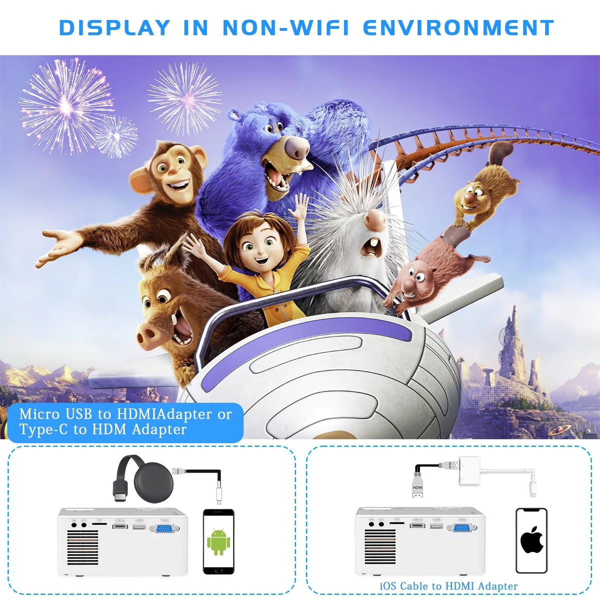 Mini Projector with WIFI Portable 1080P T458670