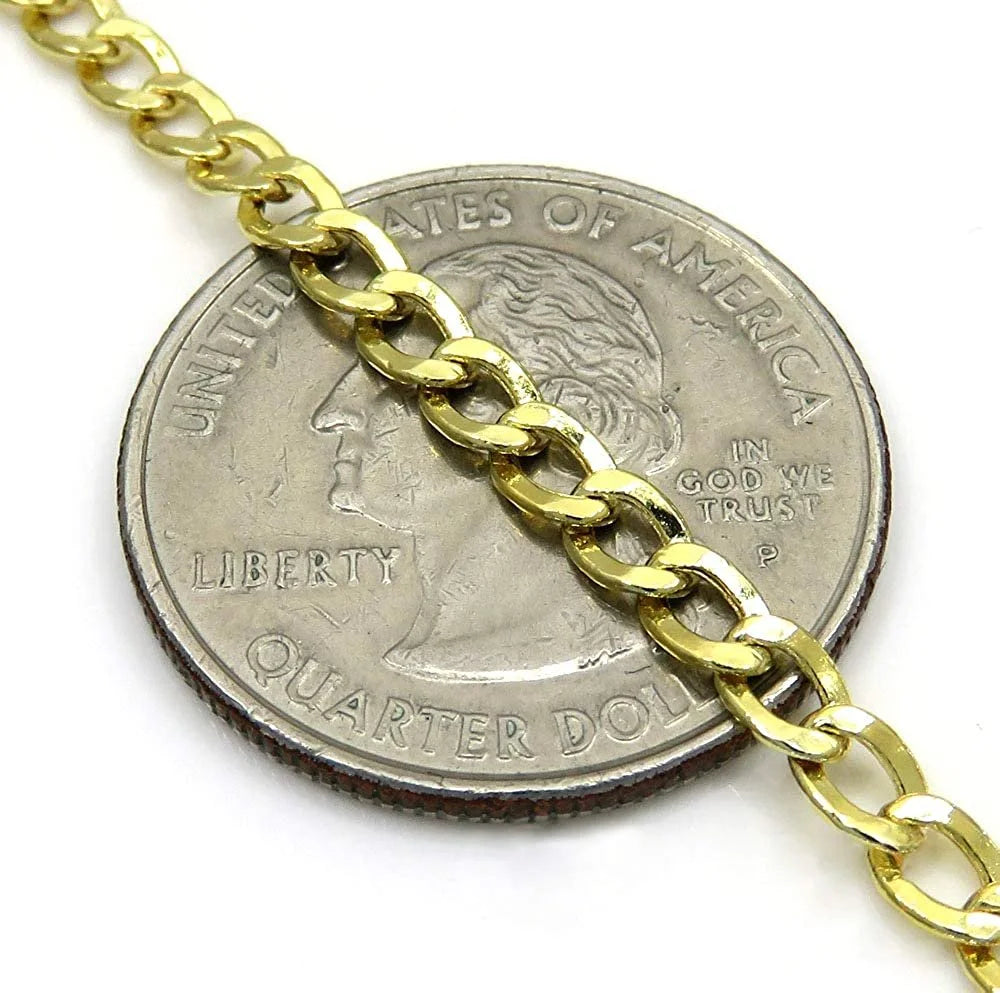 14K Yellow Gold 3.5mm Hollow Cuban Chain Necklace P67794