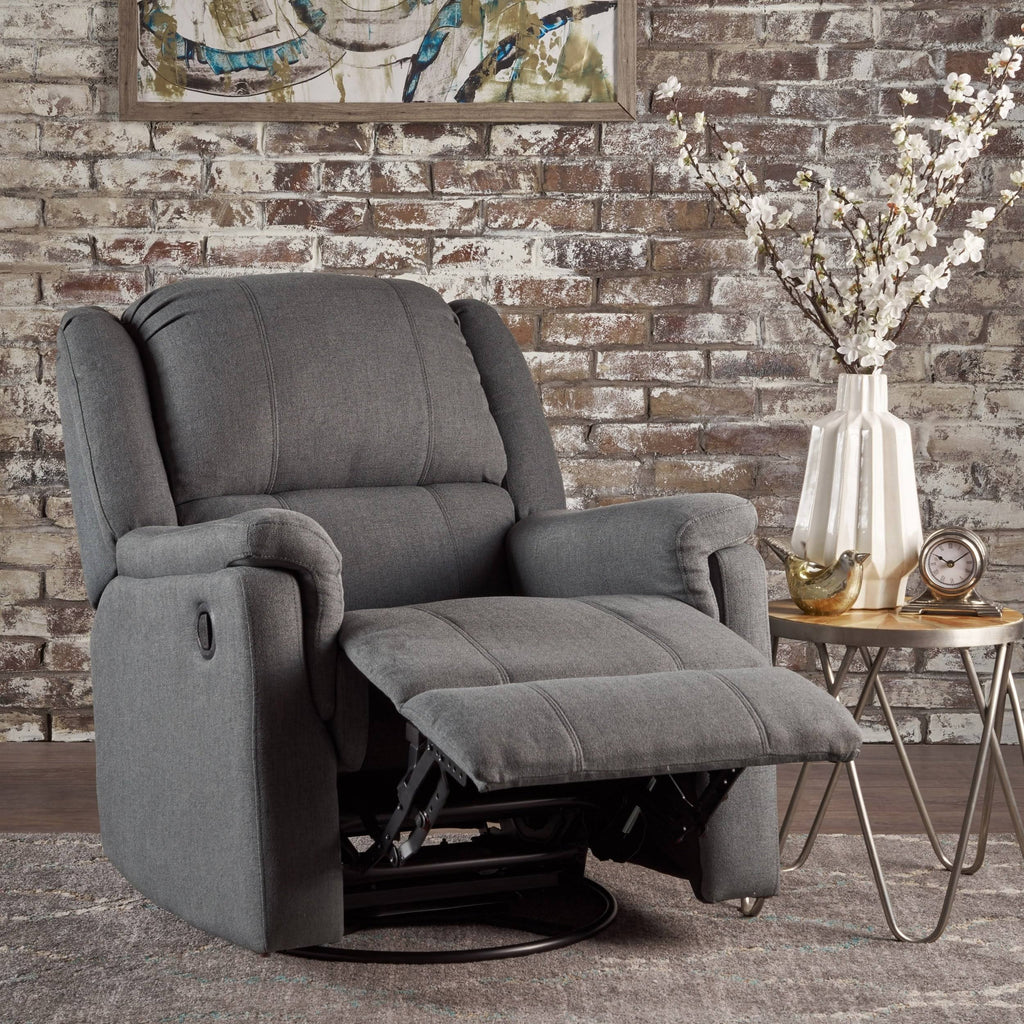 Gray Fabric Swivel Gliding Recliner Q285616