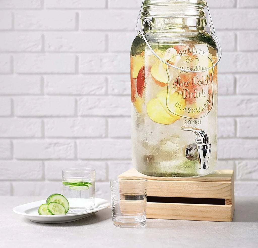 Set of 2 Glass Beverage Dispensers with Spigot S276