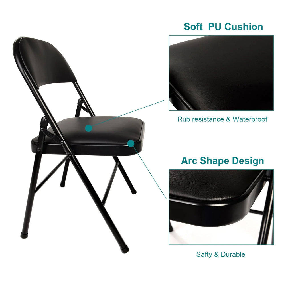 Black 5-Piece Folding Table and Chair Set Y400