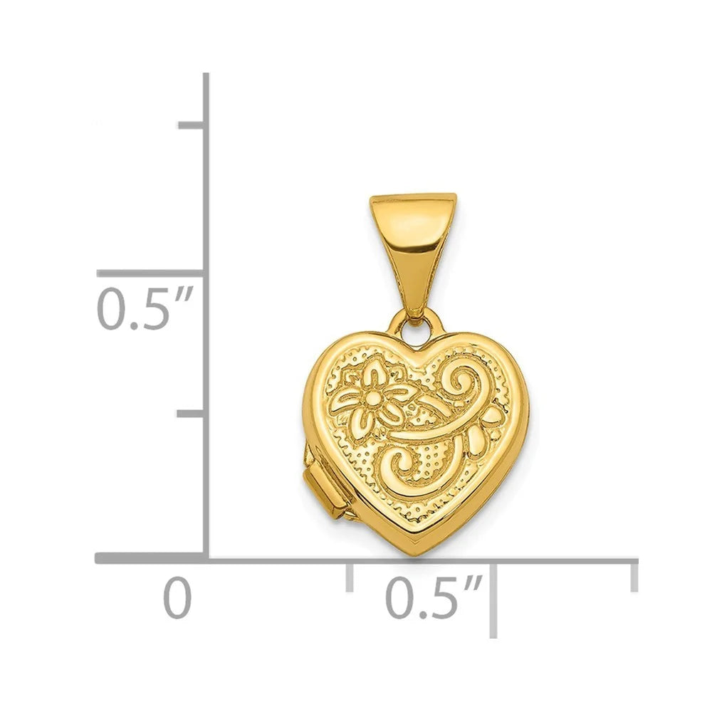 14k Gold 10mm Heart Locket Pendant Necklace F451