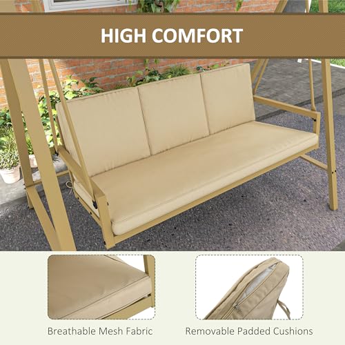 3-Seat Outdoor Porch Swing with Stand and Adjustable Canopy M911830
