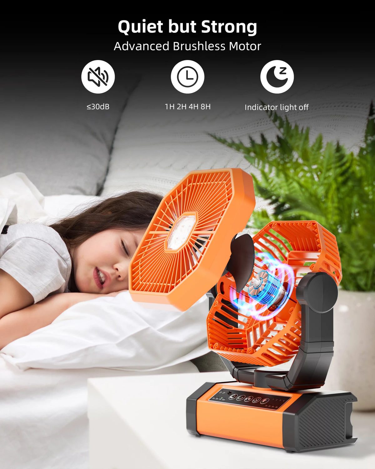 Portable Camping Fan 20000mAh Rechargeable with LED Lantern T294951