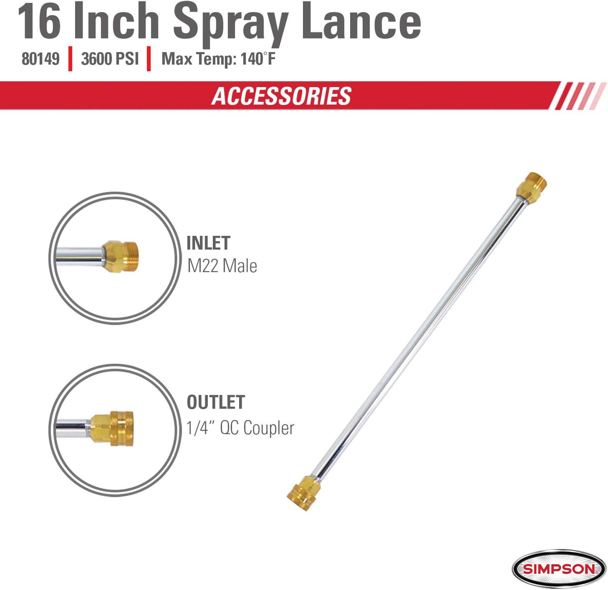 Gas Pressure Washer 3200 PSI 2.5 GPM with 16" Spray Wand C171