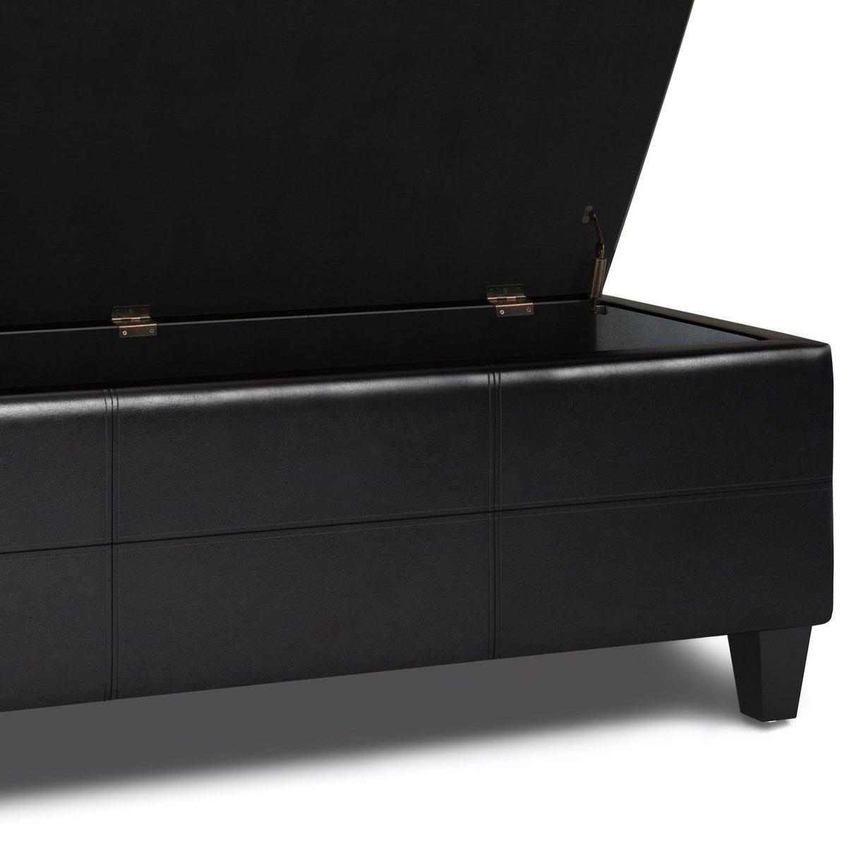 Midnight Black Storage Ottoman Bench B189