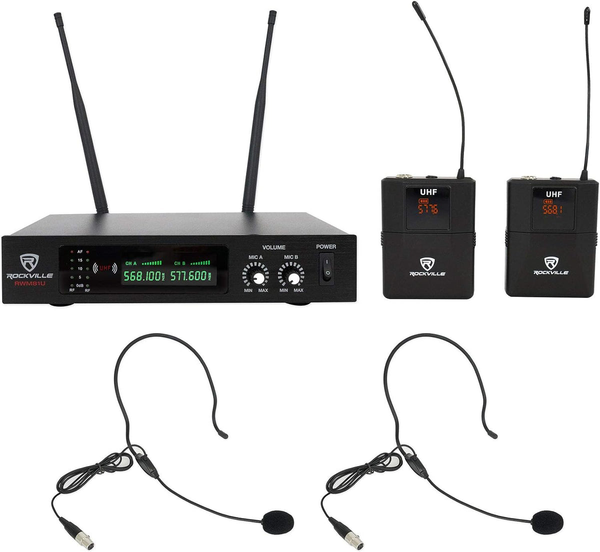 Quad Wireless UHF Handheld/Headset Microphone System 20 Channel Y6722