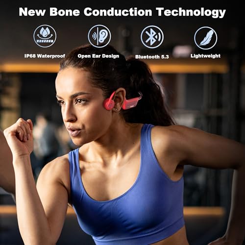 Bone Conduction Open-Ear Bluetooth Headphones with 32GB MP3 IP68 Waterproof U40131