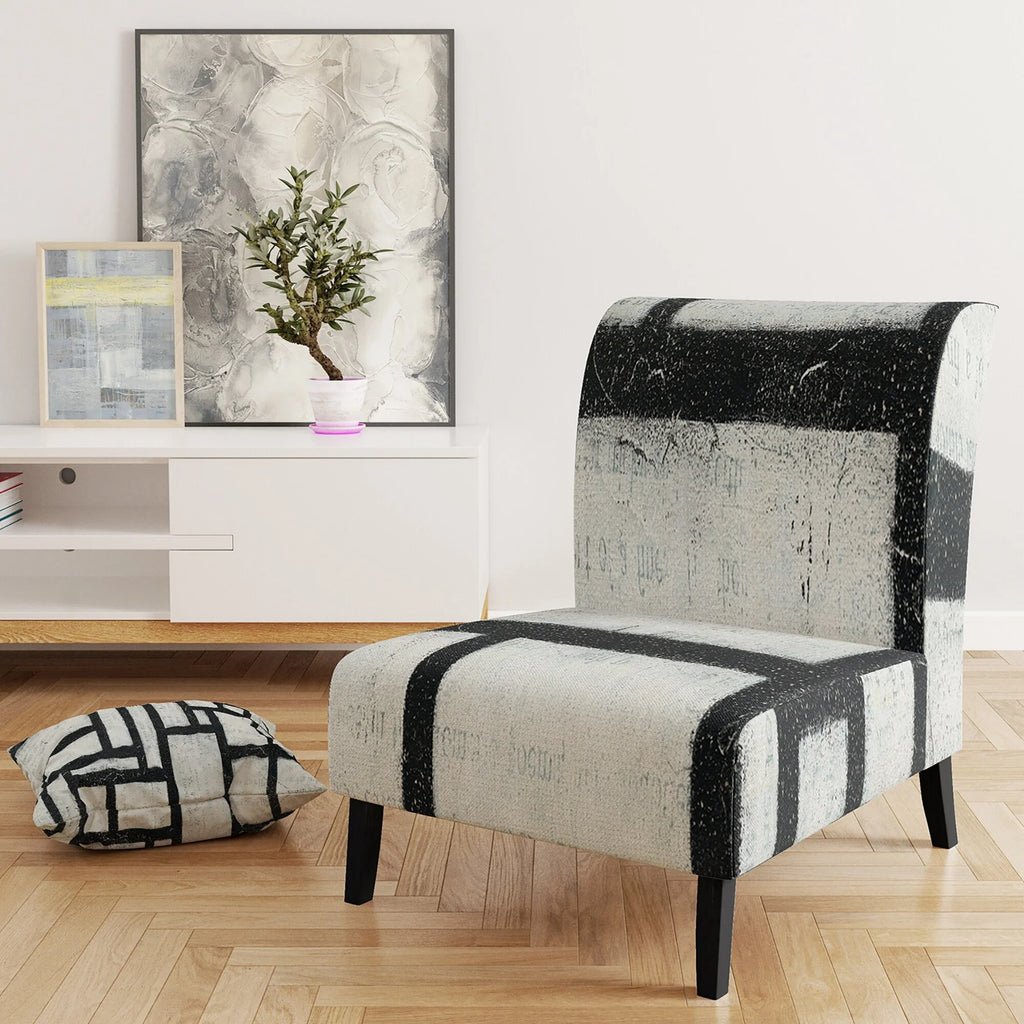 Black And White Geometric Upholstered Accent Chair R3174