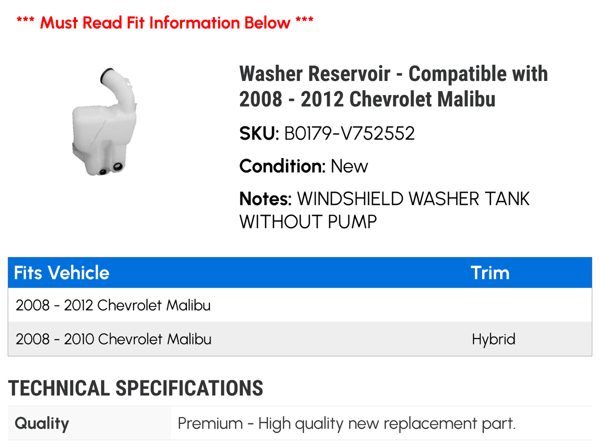 Washer Reservoir X290995