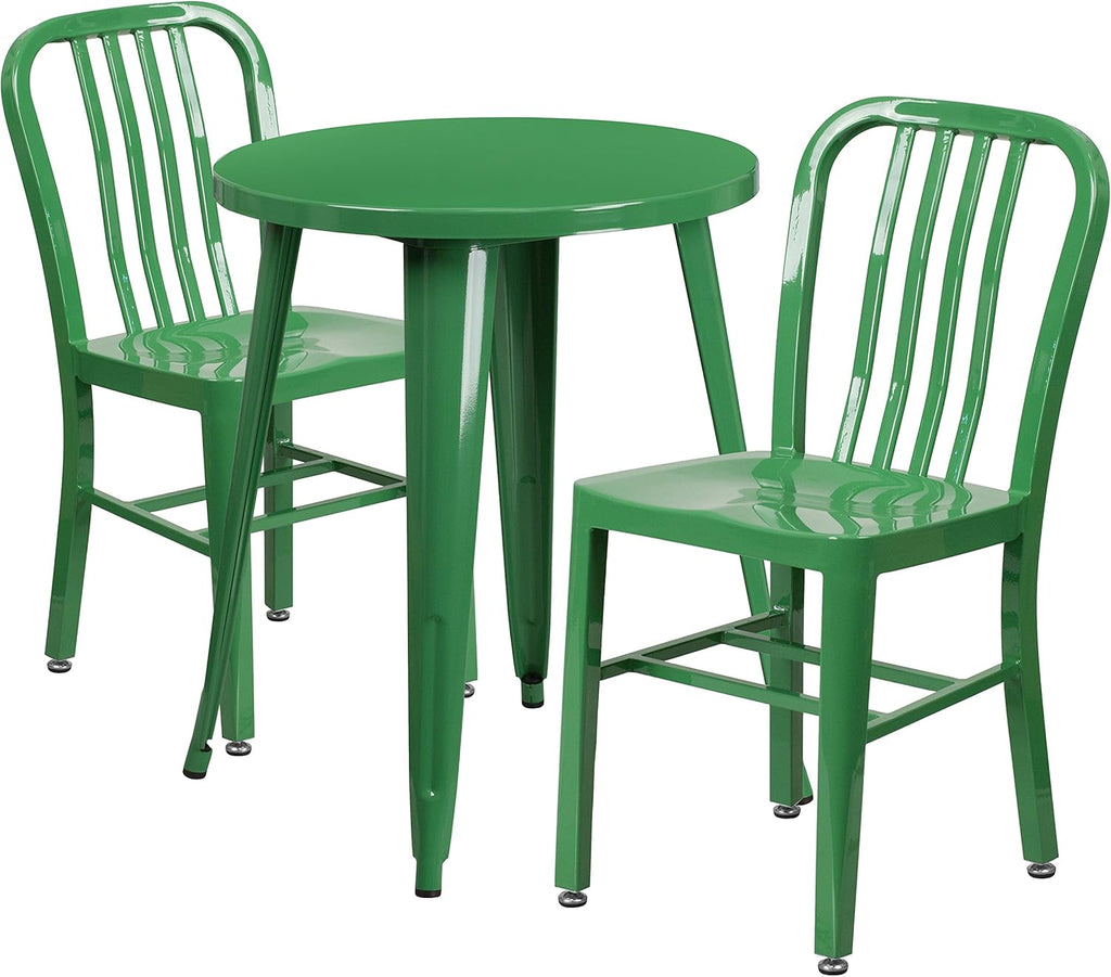 Green Metal Indoor-Outdoor Table Set with 2 Chairs E858