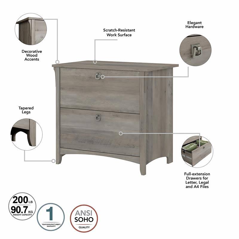 2 Drawer File Cabinet in Driftwood Gray V634009
