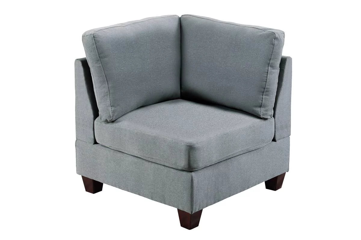 6 Pcs Gray Linen Like Fabric U-Shaped Sectional Sofa Set D104