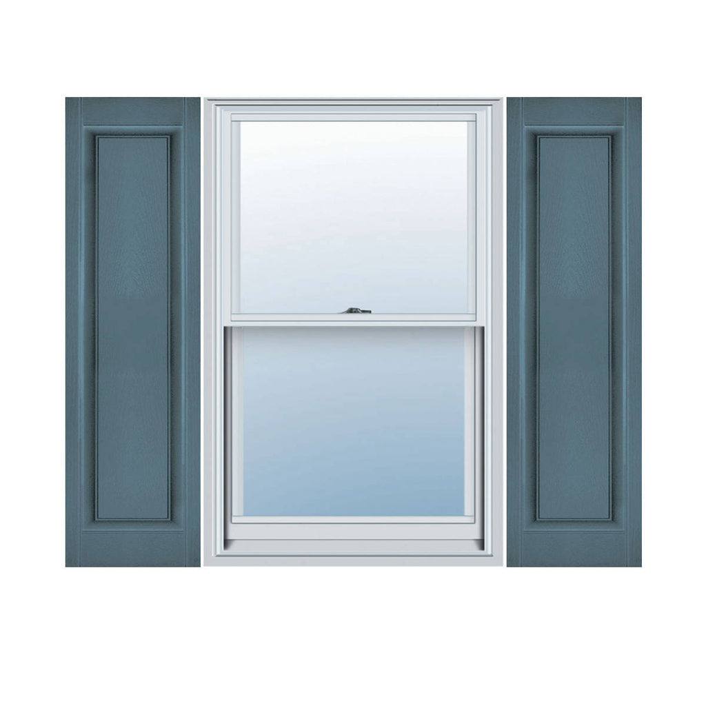 12 inchw x 29 inchh Vinyl Raised Panel Shutters with Shutter-Loks, Wedgewood Blue G43052