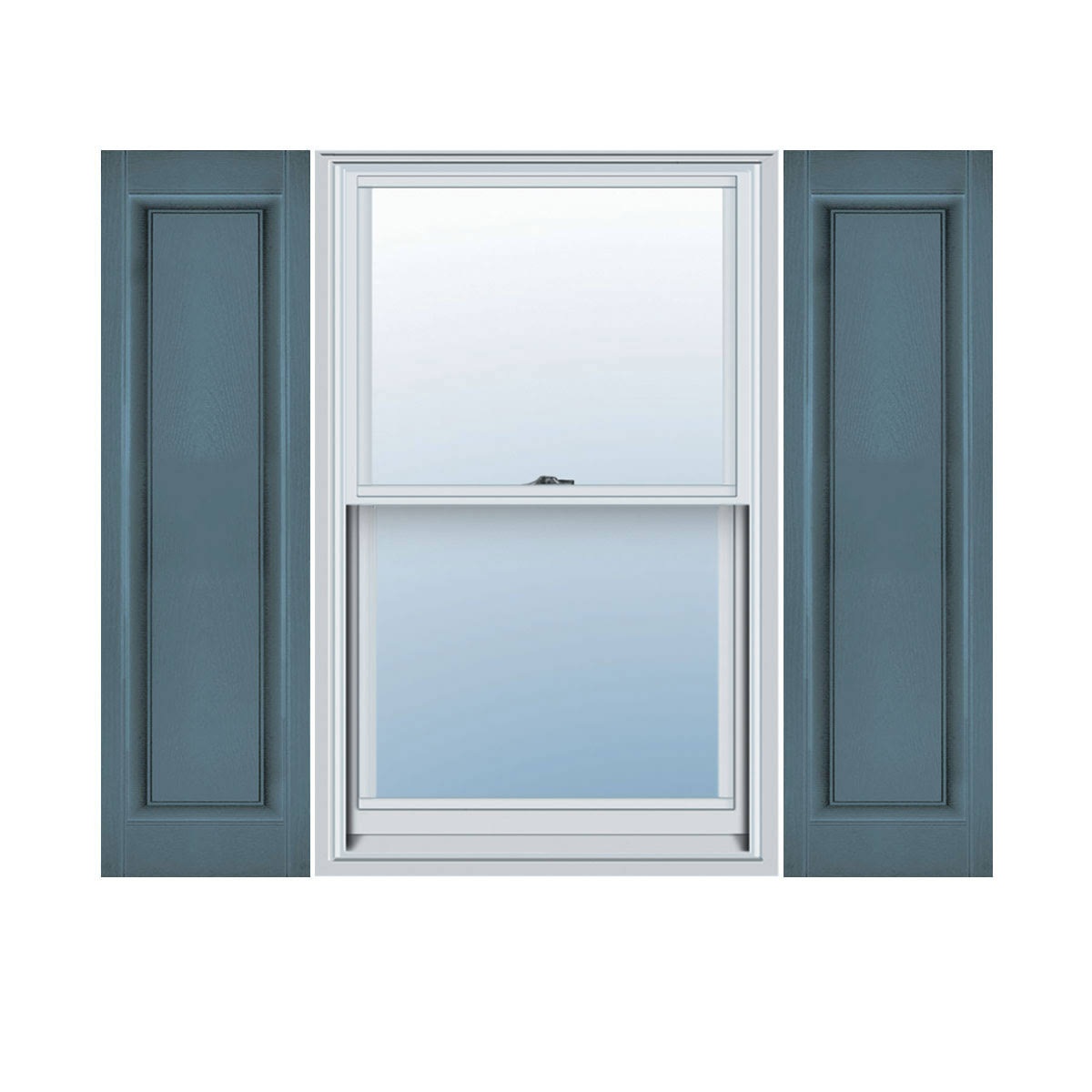 12 inchw x 29 inchh Vinyl Raised Panel Shutters with Shutter-Loks, Wedgewood Blue G43052