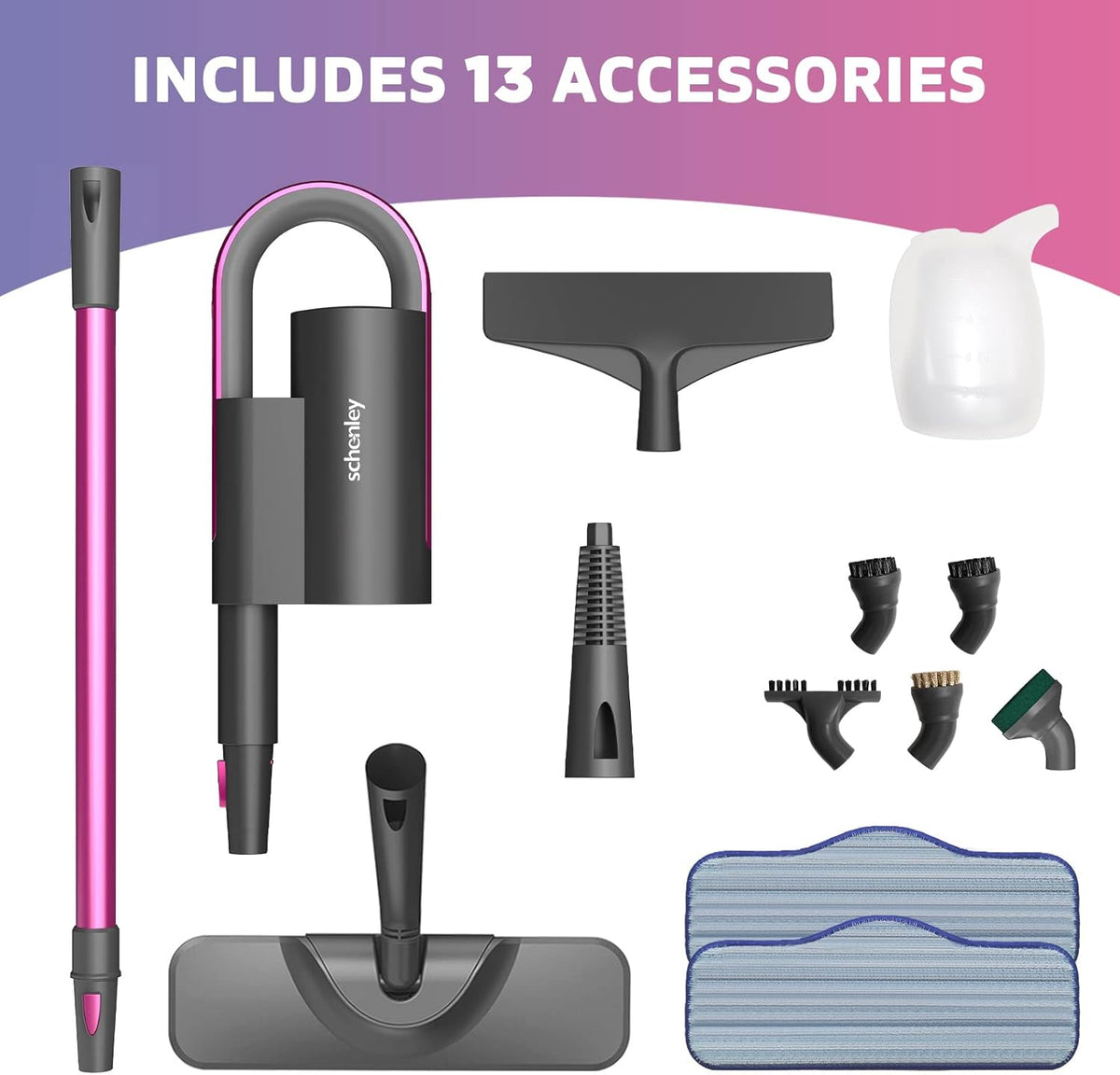 Steam Mop Cleaner with Detachable Handheld Steamer, 7-in-1 Accessories, Washable Microfiber Pads E526003