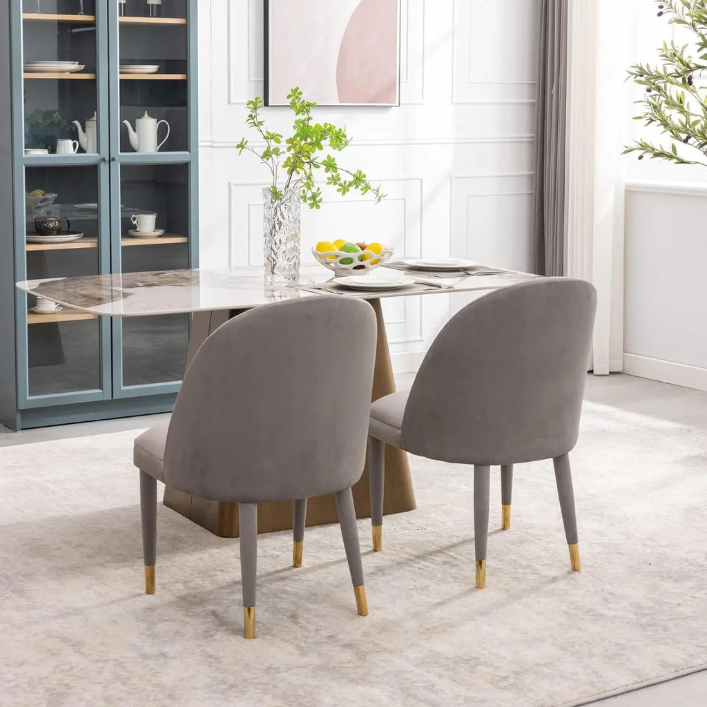 Velvet Upholstered Dining Chairs Set of 2 with Gold Legs N508428