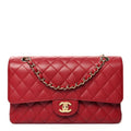 Quilted Medium Double Flap Red R675134