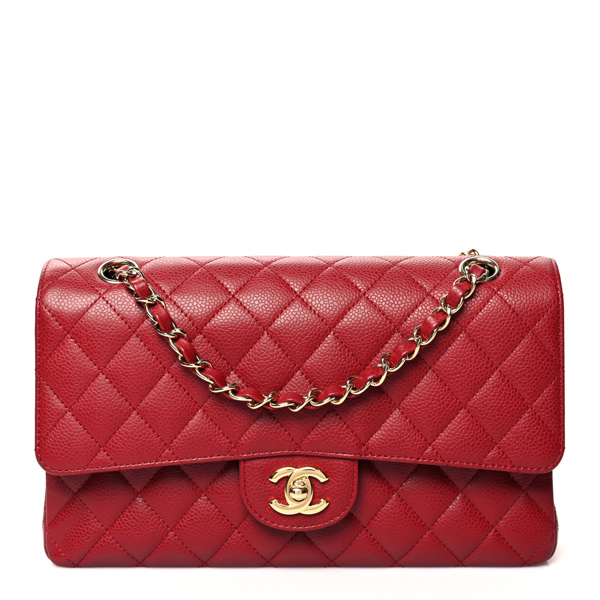 Quilted Medium Double Flap Red R675134