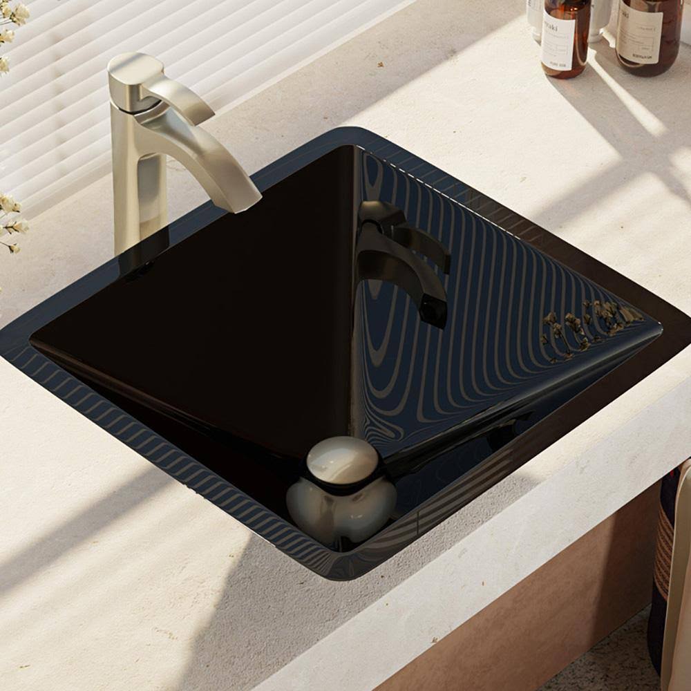 16-1/2x22 Glass Vessel Bathroom Sink with Vessel Faucet G54597
