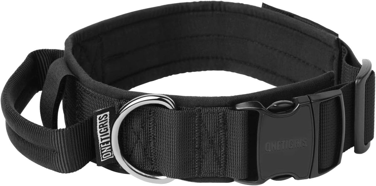 Black Heavy Duty Metal Buckle Tactical Dog Collar with Handle M79530