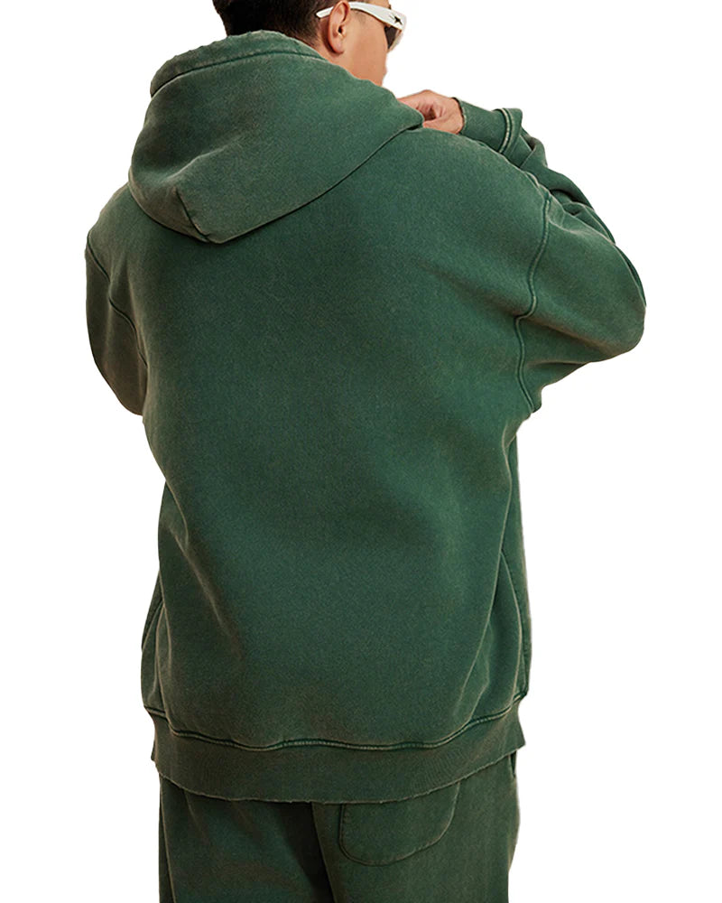 Oversized Acid Wash Hoodie Pullover W170949