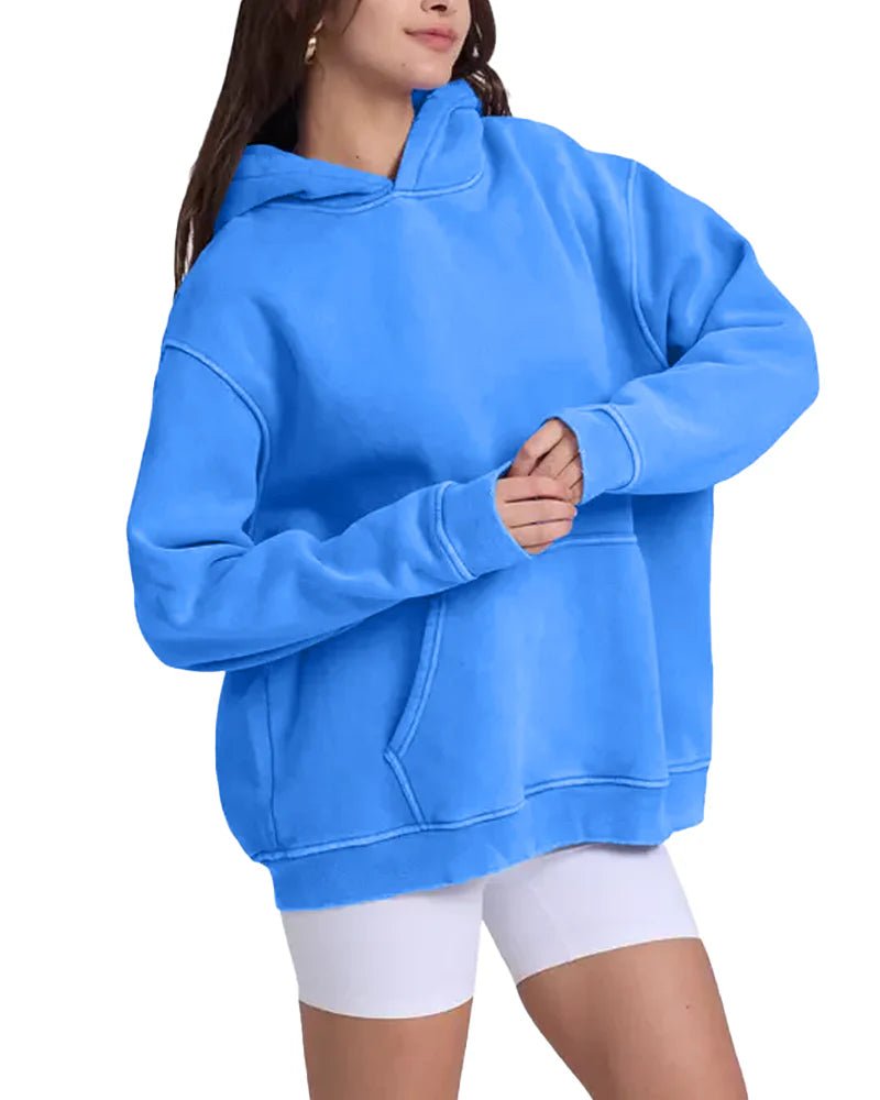Oversized Acid Wash Hoodie Pullover W170949