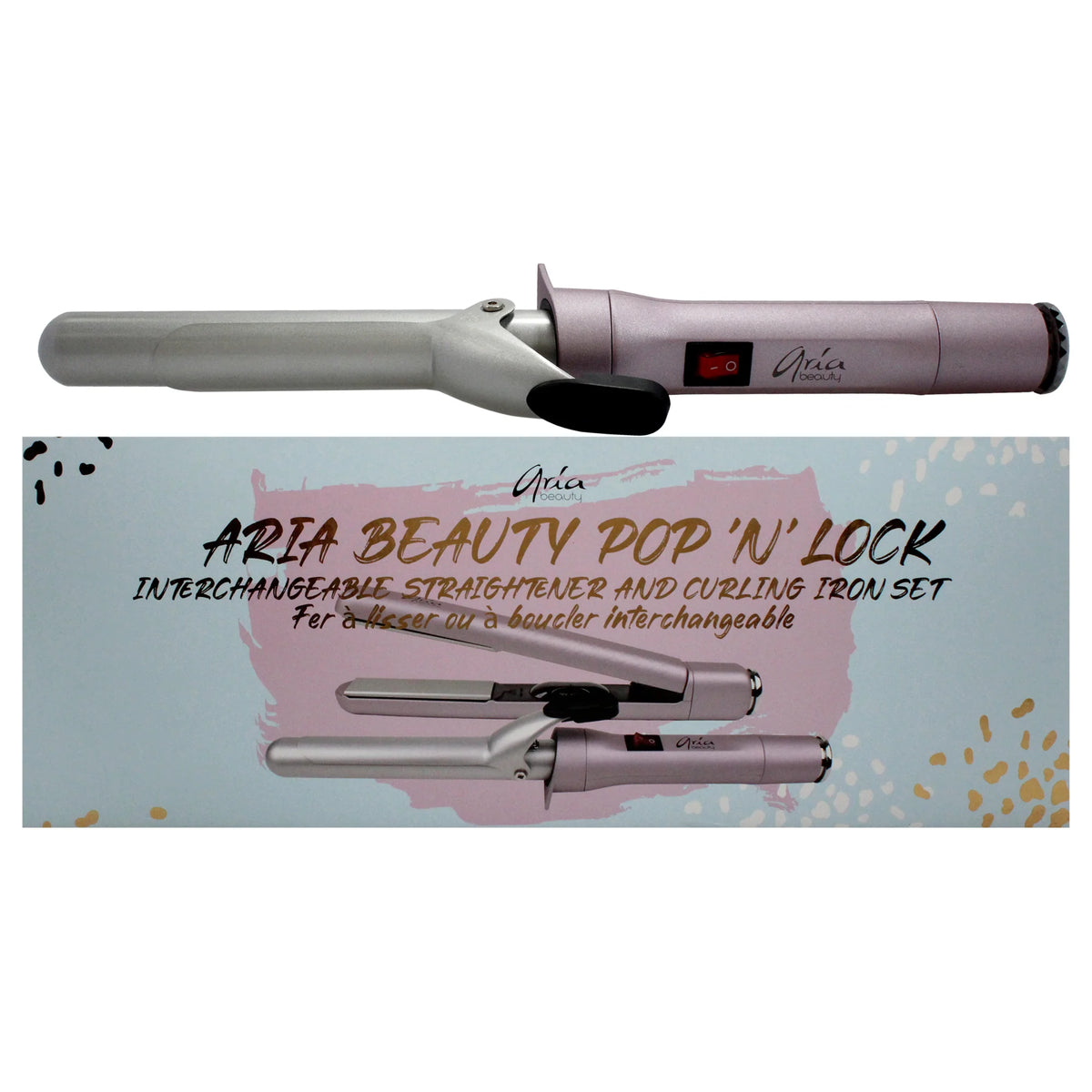 2 Pc 1 Inch Flat Iron and Curling Iron Set F174