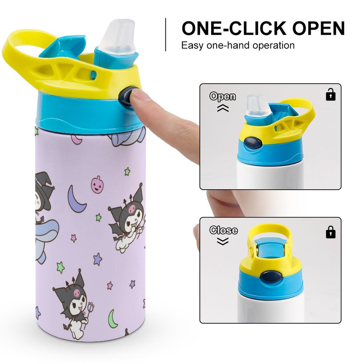 Children's Vacuum Insulated Stainless Steel Water Bottle With Straw H43074